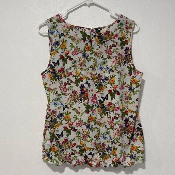 LOFT Petite Floral Sleeveless Blouse Top Size LP Lightweight Spring Summer - Picture 2 of 5